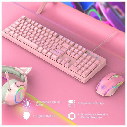 Kit teclado y mouse Onikuma Rosa